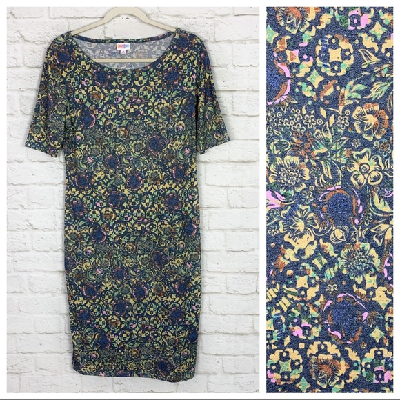 Lularoe Julia Kaleidoscope Floral Modest MidiDress - Picture 1 of 7